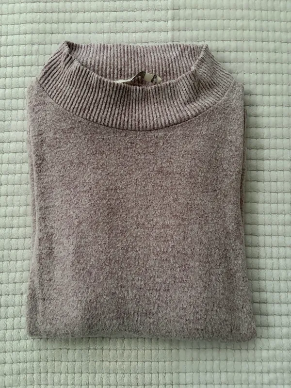Women’s Lightweight Mock Neck Pullover Sweater - Dusty Pink Size S - Image 8