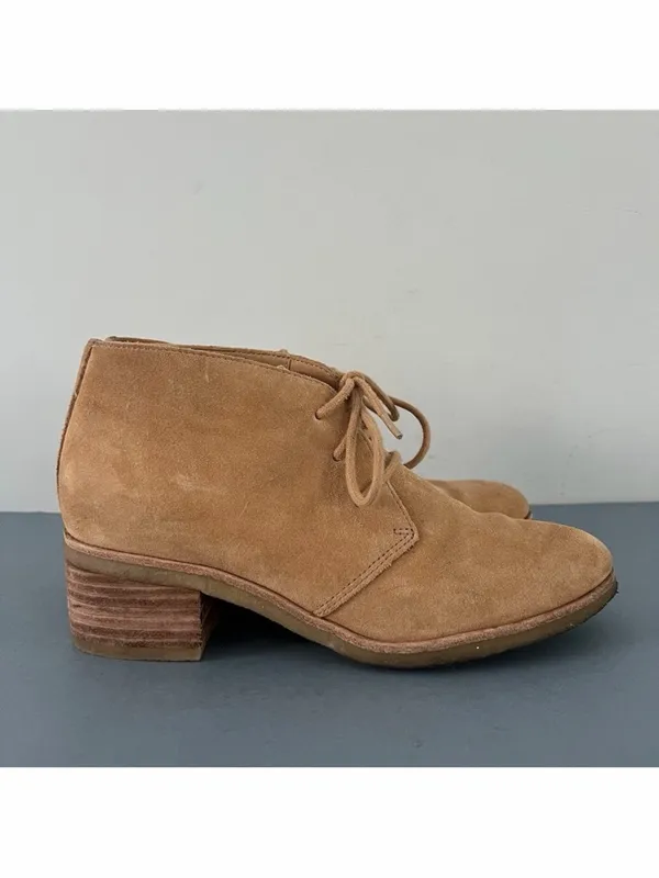Clarks Originals Phenia Carnaby Tan‎ Brown Leather Chukka Lace Up Heel Boots - Image 4