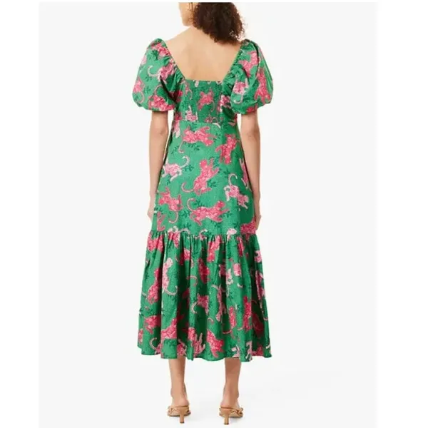Peach and love California Dress Vibrant Green and Pink Maxi Dress - Image 2