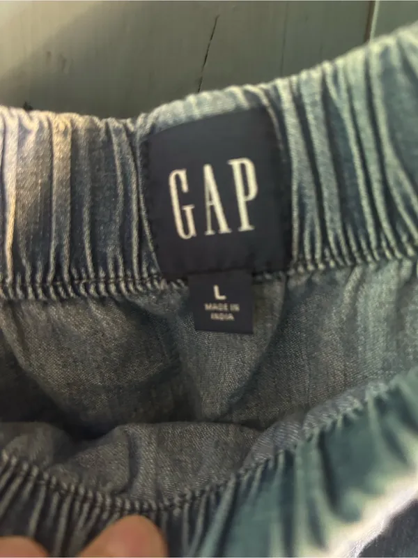 GAP Light Blue Chambray Tiered Pull-On Summer Skirt | Size Large - Image 3