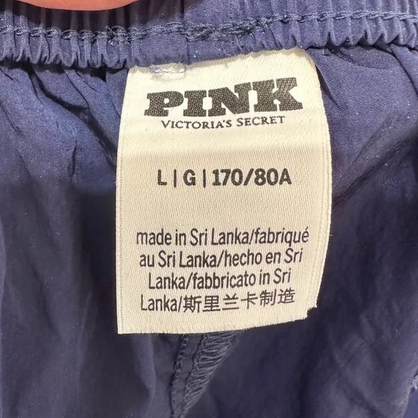 Victoria's Secret PINK Navy Blue Cargo Track Pants Parachute Wide Leg Large - Image 3