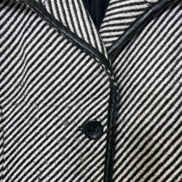 Jones New York women’s black white striped single button‎ lined wool blend coat - Image 3