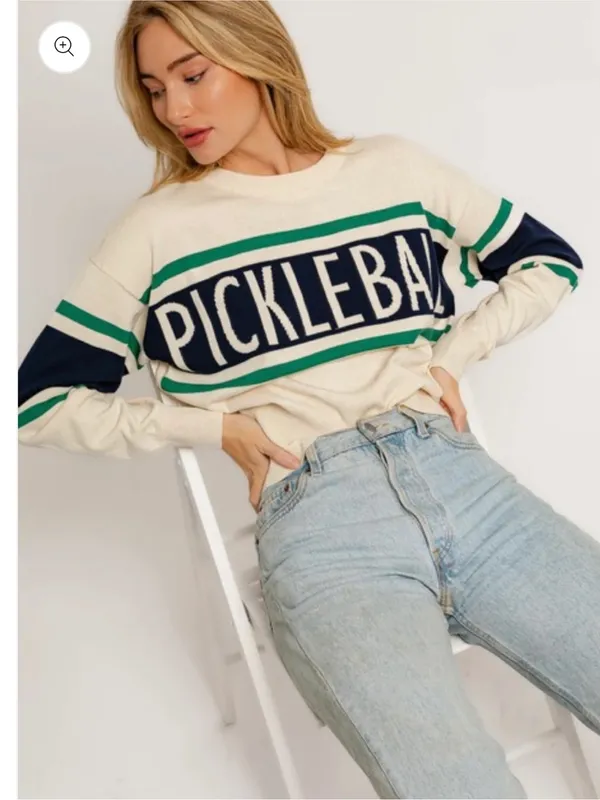 NEW Le Lis Pickleball Graphic Crewneck Preppy Sweater 100% Cotton - Size XS - Image 3