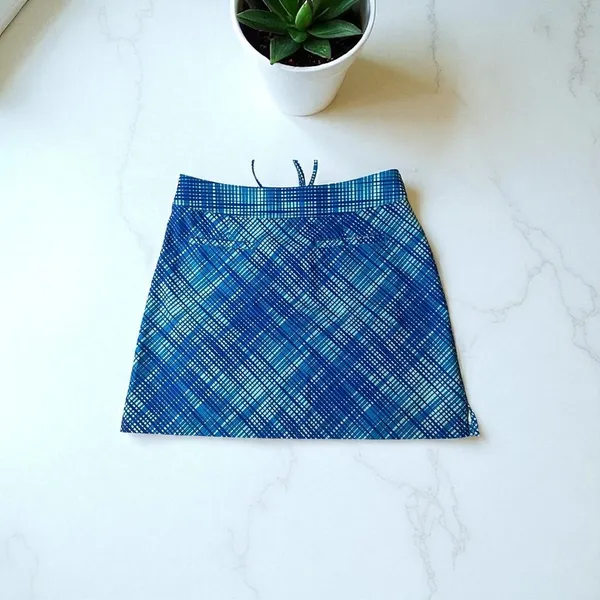 Oakley Golf Skort Women's Blue Plaid Athletic Drawstring Pockets‎ Size 6 - Image 4