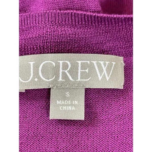 J.Crew 100% Merino Wool Sweater Women S Magneta Purple V-Neck Lightweight - Image 6