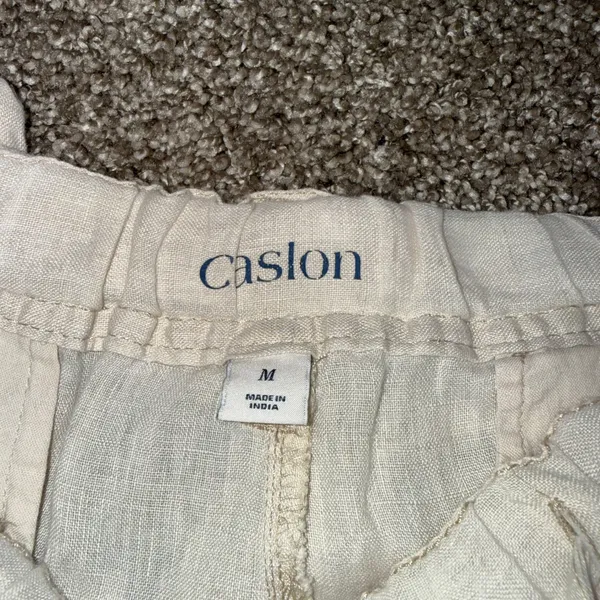 Caslon Linen Pants Womens Medium Beige Excellent Drawstring Elastic Waist Casual - Image 2