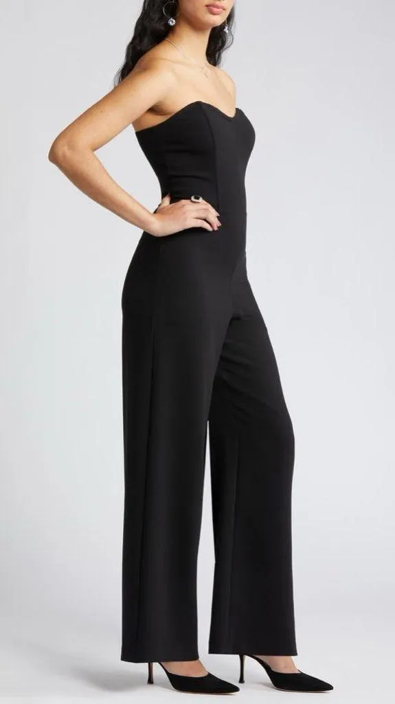 Black Strapless Wide Leg Jumpsuit Women's Size XS Open Edit - Image 2