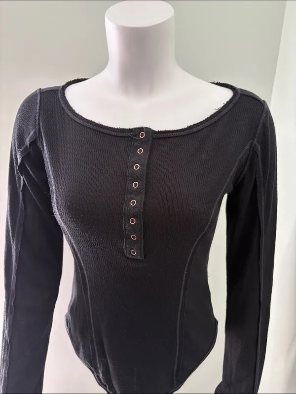 Free People Sloan Bodysuit black size small - Image 7