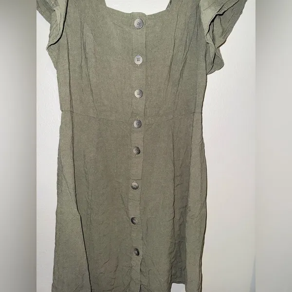 Universal Threads Army green Button-Front Mini Dress size small #720 - Image 2