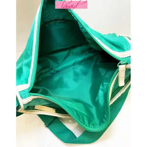 Puma VINTAGE Shoulder Bag Crossbody Green Ivory Bookbag Gym Weekend Zip Tote - Image 7