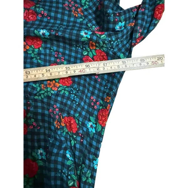 Matilda Jane Fa La La Green Blue Gingham Shirt Dress Belted Sz S‎ - Image 7