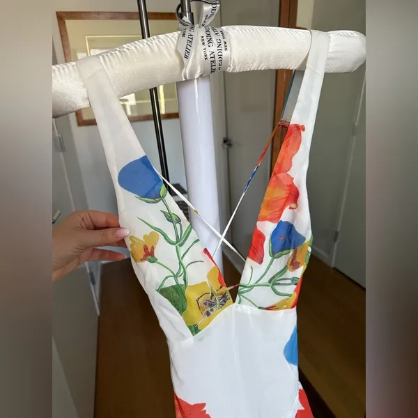 Selfie Leslie *NWT* Saints & Secrets Veda Strappy Back Ruffle Maxi Dress White - Image 4