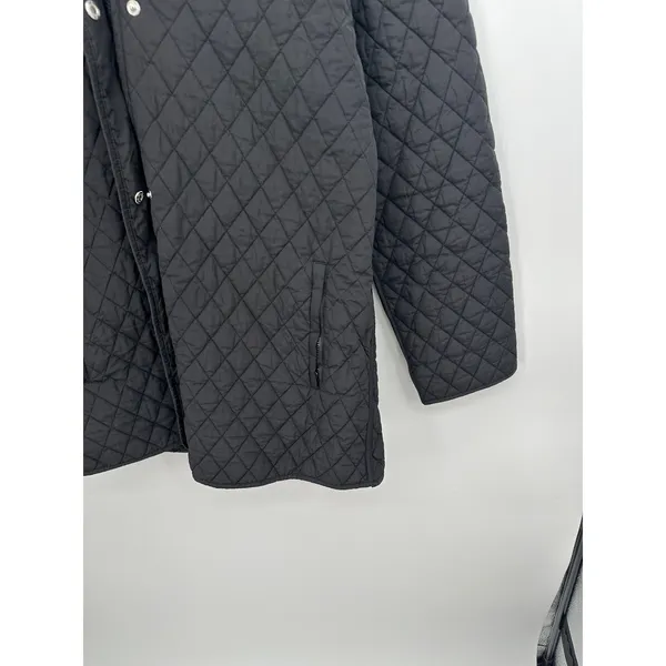 Garnet Hill Women's Quilted‎ Coat Jacket Black Sz 14 Removable Hood - Image 4
