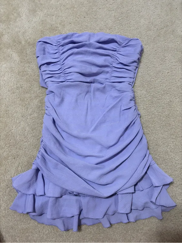 Lucy Lavender Strapless Ruffled Mini Dress Purple - Image 2