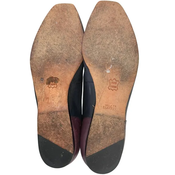 Enzo Angiolini Leather Loafers Flats Colorblock Square Toe Navy Burgundy‎ 5.5 - Image 12