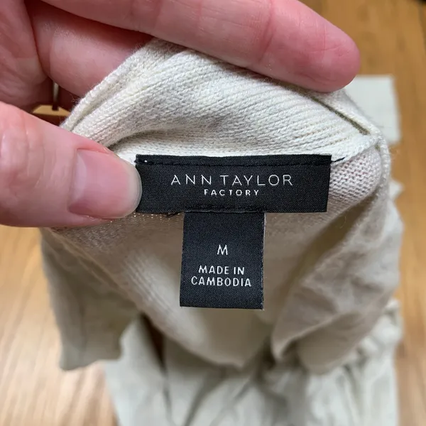 Ann‎ Taylor Oatmeal Heather Open Front Cardigan Gray Size Medium 876788 - Image 5