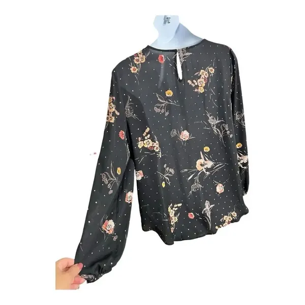 Maurices Black Floral Glitter Top Tunic XXL Criss-Cross Long Sleeve Pullover - Image 8