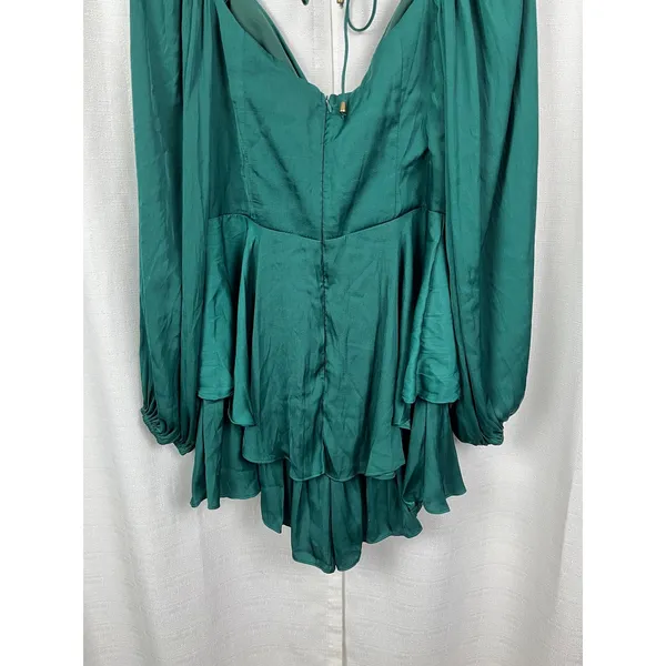 Hello Molly Forest Green Sunrise Memories Ruffle Mini Dress Romper Sz.L/US 8 NWT - Image 13