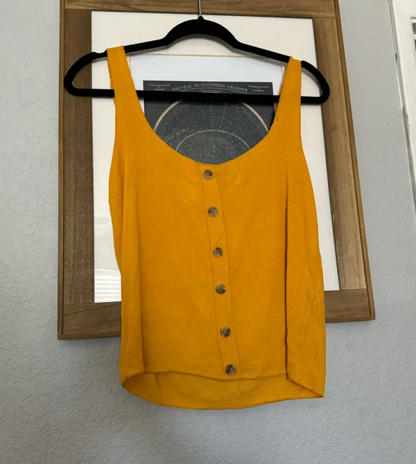 Mustard Yellow Button Down Top - Size M - Image 2