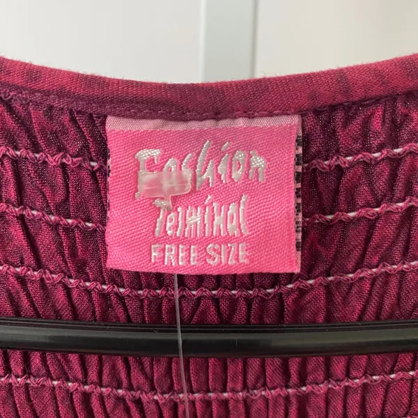 Fashion Terminal Cotton Boho Lagenlook Fairy Peasant Maxi Dress OS Burgundy - Image 6