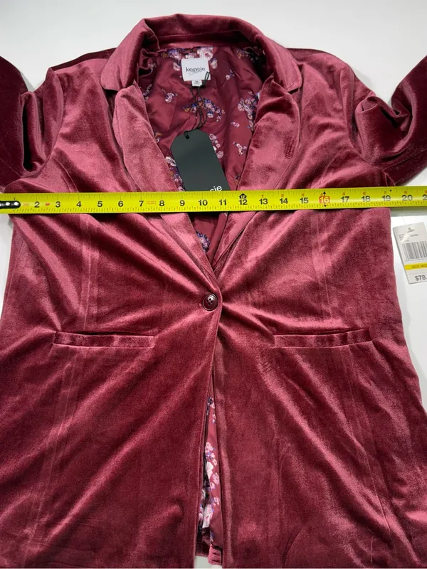 Kensie Wine Velvet Single-Button Blazer Size Medium NWT - Image 4