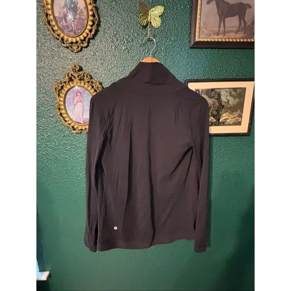 Lululemon Rulu Rally Wrap Women 4 Black Snap Neck Open Cardigan Cozy Stretch - Image 3