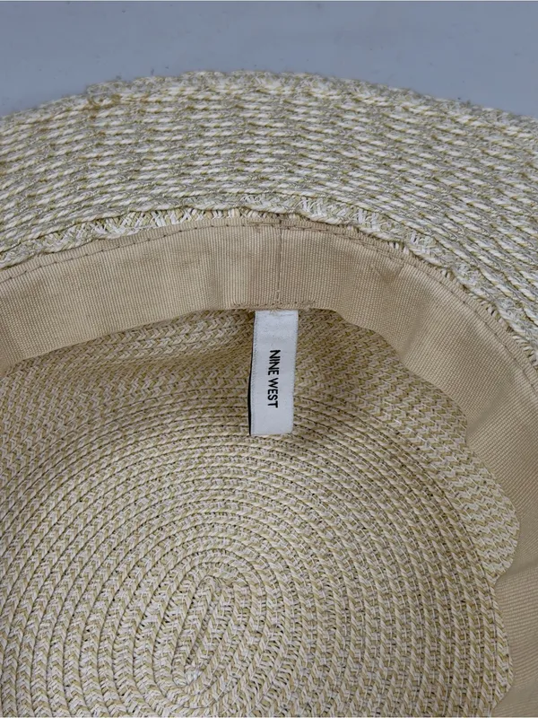 NINE WEST Women's Floppy Scalloped Woven Sunhat Beach Vacation Coastal-OS - Image 6
