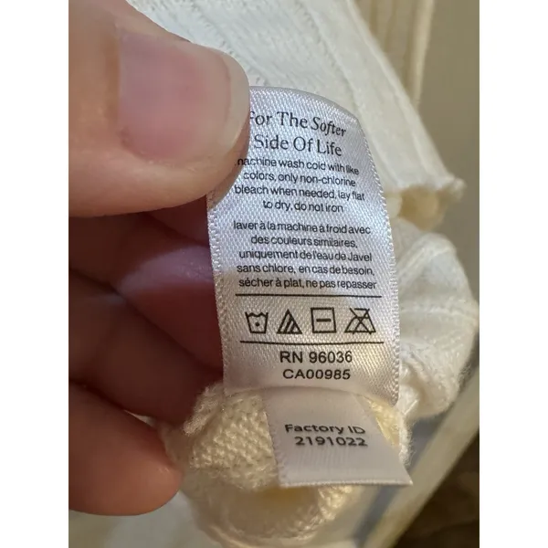 EBERJEY Ribbed Cropped Cardigan Sweater Ivory Heather Size XL - Image 7