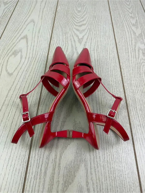 Journee Collection Women's Jazlynn T Strap Kitten Heel Dress Pumps 7.5M Red $95 - Image 4