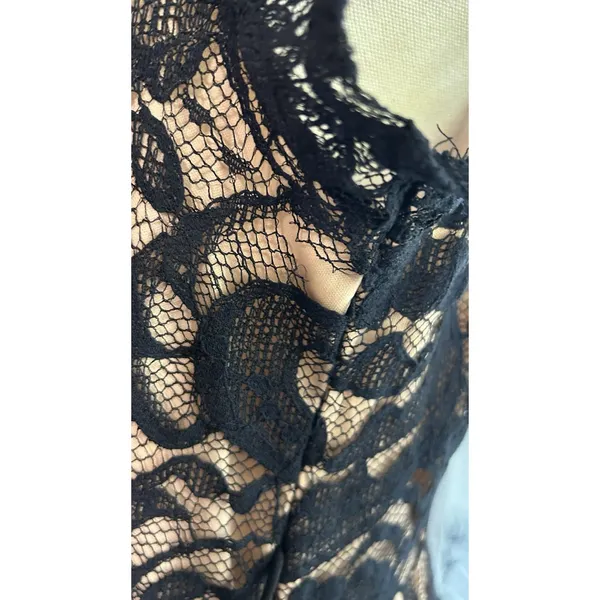 Vtg Black Lace Dress Lined Tulle USA XL Whimsy Goth Punk A-line Holiday LA Scala - Image 5