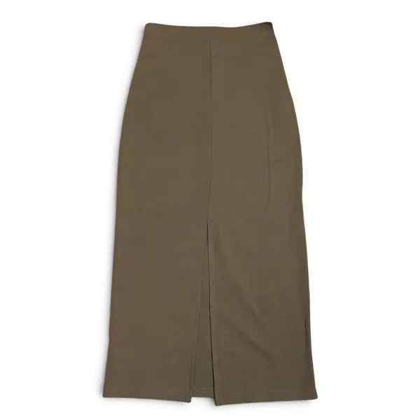 Free People Olive Green High Waisted Ponte Midi Skirt Back Slit Small - Image 2