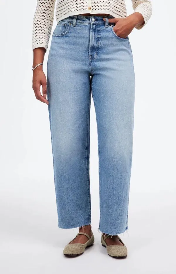 NWT Madewell curvy vintage jeans wide leg cropped 24 broken zipper needs replace - Image 2