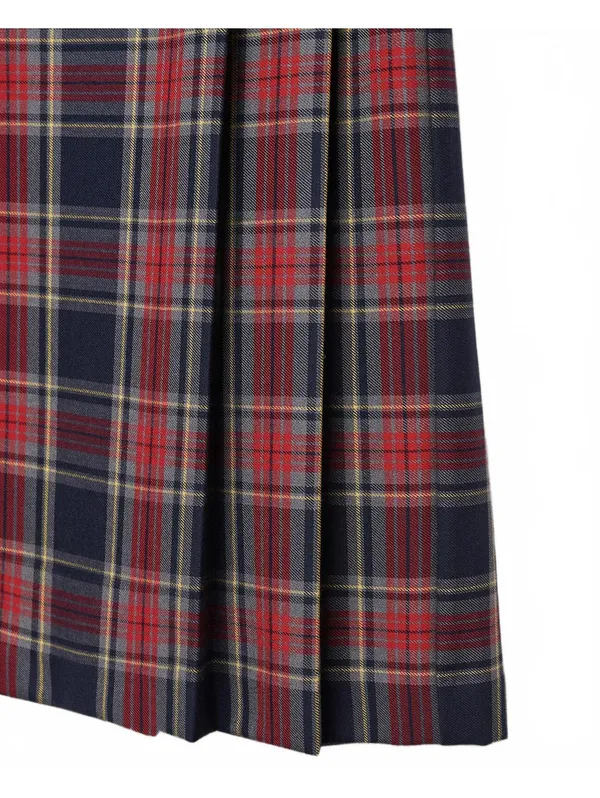 Mango Pleated Midi-Skirt NWT Red Blue Plaid Size Small - Image 4