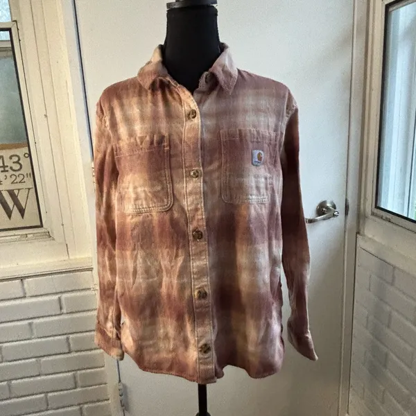 Carhartt Rugged Flex Loose Fit pink medium Flannel‎ - Image 2