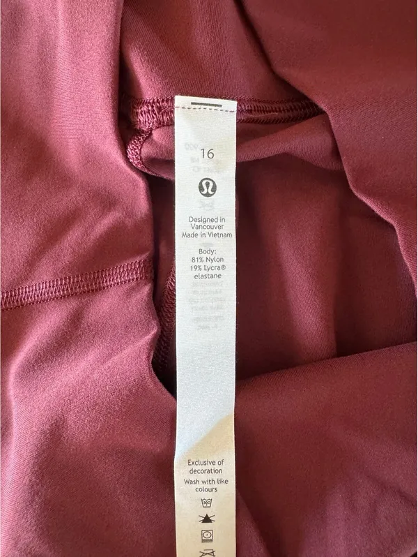 Lululemon Align High Rise 28” Red Merlot Size 16 NWT - Image 6