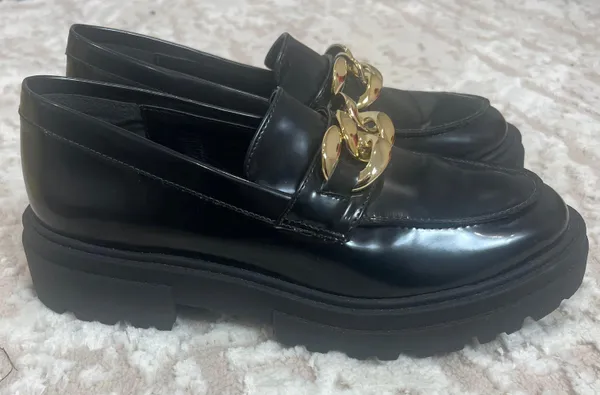 Steve Madden Gold Chain Lug Sole Loafers - Image 5