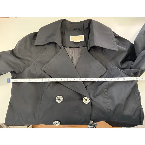 Michael Kors Black‎ Double Breasted Trench Coat Jacket Officecore Elegance L - Image 4