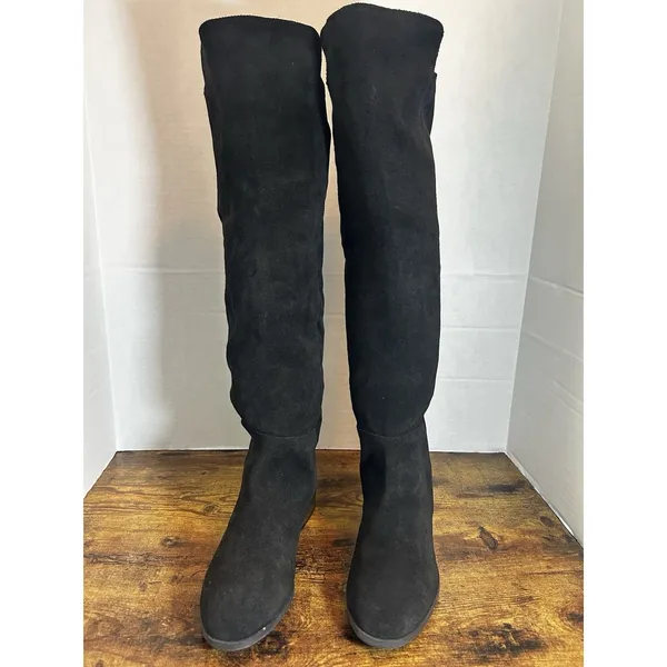 Lucky Brand LK Calypso Black Suede Tall Boots 9M NIB Oiled Suede Riding Autumn - Image 4