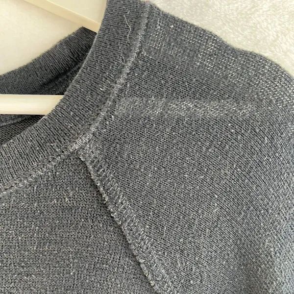 AE Aerie Small‎ Sweatshirt Oversized Inside Out Crew Neck Side Slits Tunic Black - Image 4