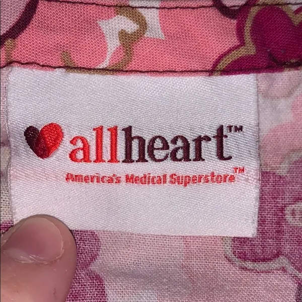 All Heart pink floral medical dental scrub top - Image 4
