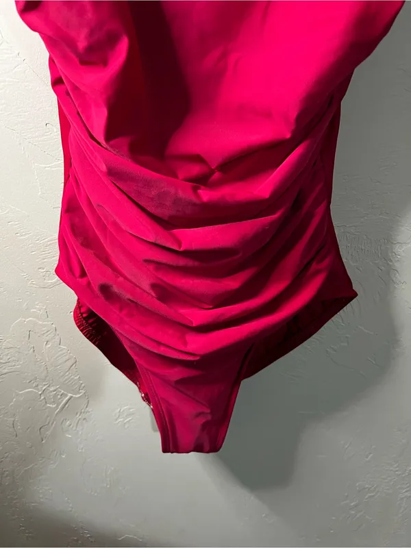 Miraclesuit Regatta Red Ruched High Neck One Piece Tummy Control Swimsuit - Image 4