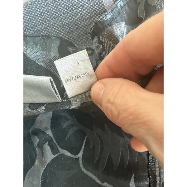 Chico's Black Floral Jacquard Silk Blend Jacket Size 2 Metallic Shimmer Evening - Image 7