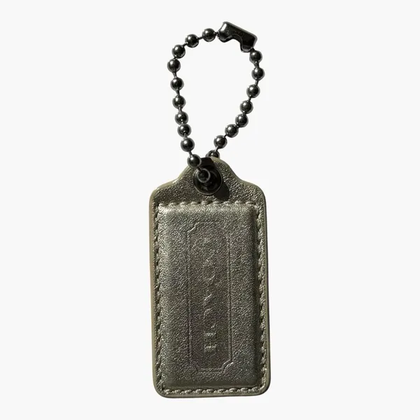 Coach Metallic Pewter Leather Hangtag Keychain Bag Charm 2.5” Logo Tag Charm - Image 2