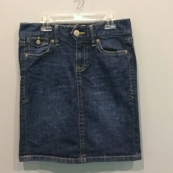 Old Navy Low Waist Denim Skirt Size‎ 1 Dark Wash Stretch Straight Jean Skirt - Image 2