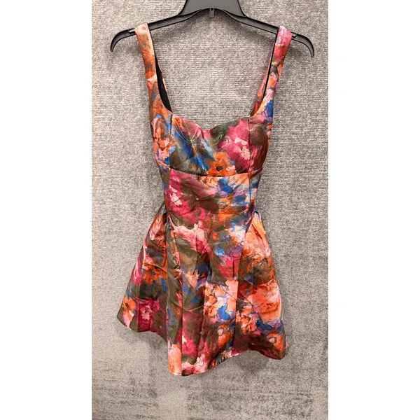 Katia Rae Womens Dress XL Multicolor Floral Metallic Bow Back Fit Flare JGB5876 - Image 5