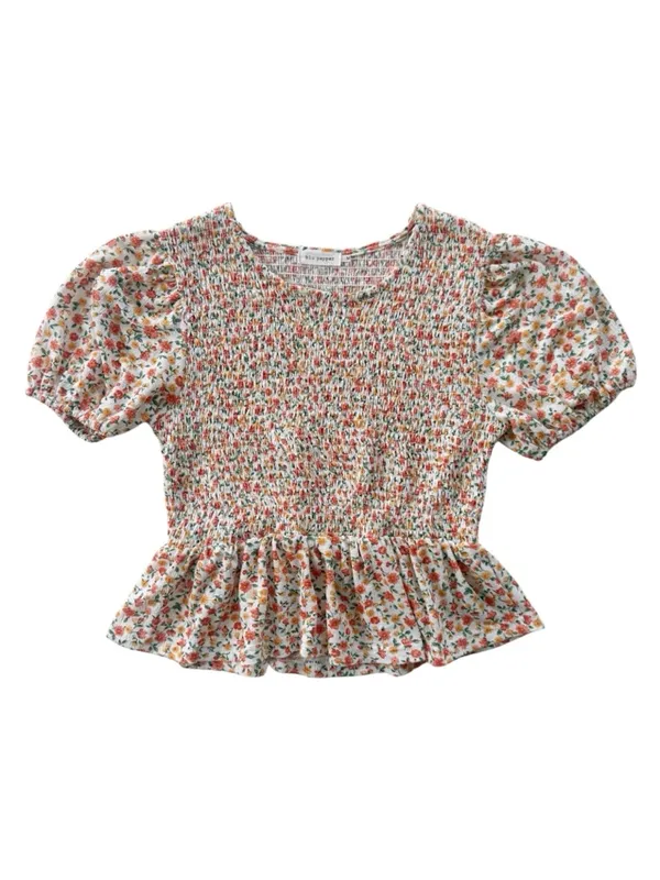 Blu Pepper Floral Smocked Peplum Top size M - Image 3
