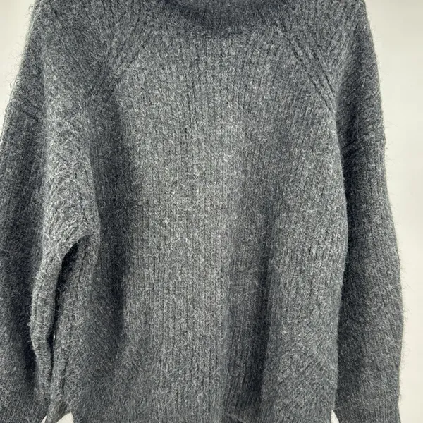 Sundance Charcoal Gray Cowl Neck Sweater wool blend oversized M fuzzy winter - Image 7