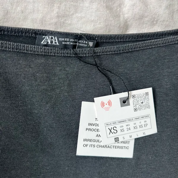 ZARA Grey Boat Neck Top - Image 3