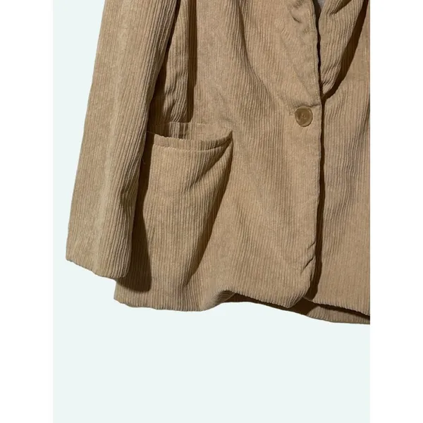 Cider Corduroy Blazer Beige One Button Lined Jacket Women’s Small - Image 5