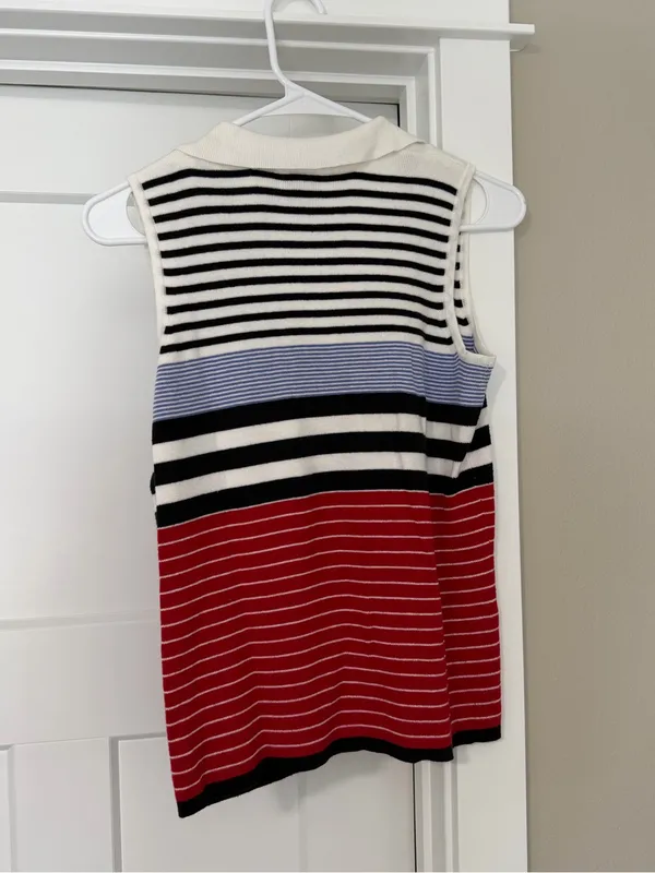 Vintage Emma James Sleeveless Striped Polo Tank - Image 3